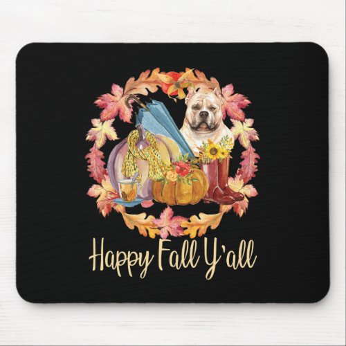 Bully American Bulldog Pumpkin Autumn Happy Fall Y Mouse Pad