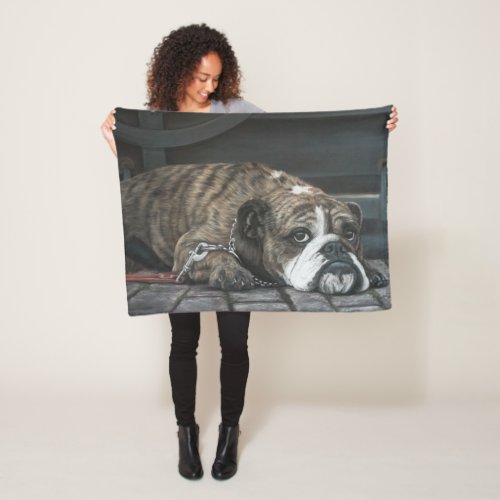 Bully Blues Bulldog Fleece Blanket