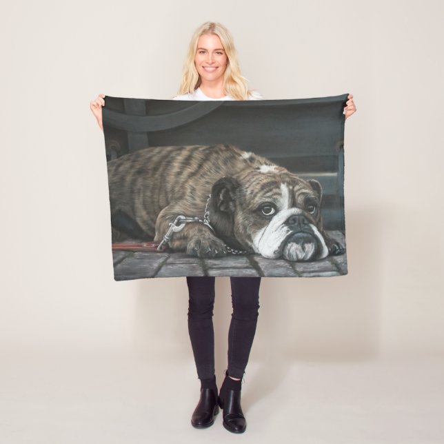 Bully Blues Bulldog Fleece Blanket (In Situ)
