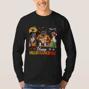 Bully Dog Happy Hallothanksmas Halloween Thanksgiv T-Shirt