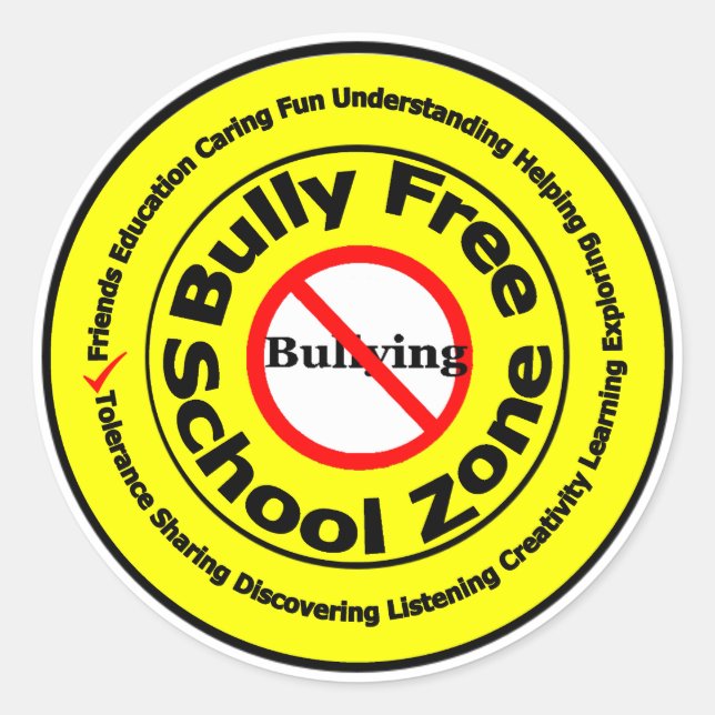 Bully Free School Zone Classic Round Sticker (Front)