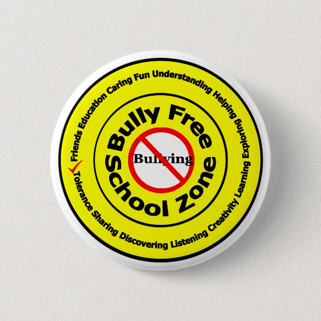 Bully Free School Zone Pinback Button (Front)