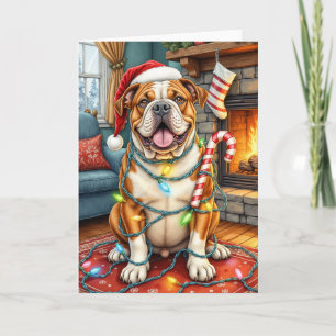 Bully Jolly American Bulldog Christmas Card
