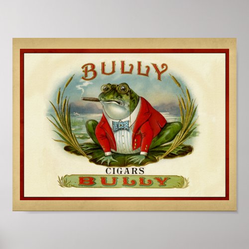 Bully the Bullfrog Vintage Cigar Box Poster