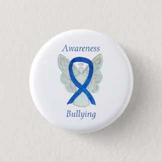 Bullying Awareness Angel Blue Ribbon Pin