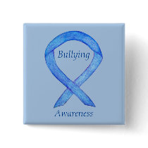 Bullying Awareness Blue Ribbon Custom Pin