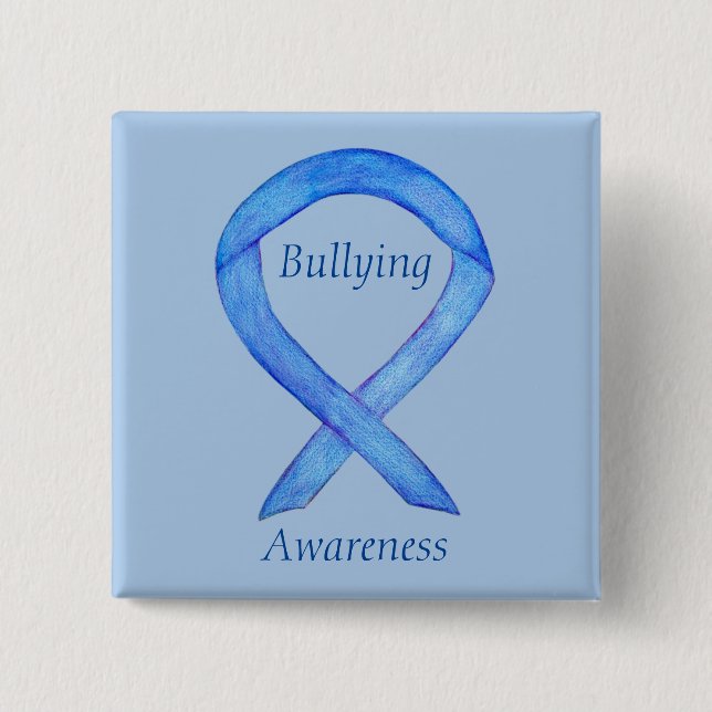 Bullying Awareness Blue Ribbon Custom Pin (Front)