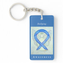 Bullying Awareness Ribbon Guardian Angel Keychain