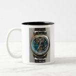 Bulova Accutron Spaceview Alpha 1961 Two-Tone Coffee Mug<br><div class="desc">1961 Bulova Accutron Spaceview Alpha. The World's first electronic watch.</div>
