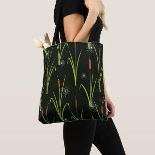 Bulrushes Along The Riverbank Canal Boat Nature Tote Bag