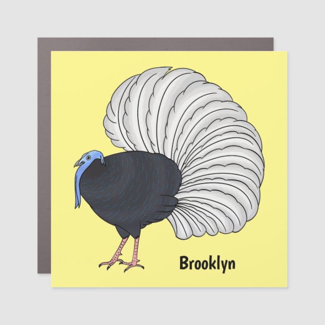 Bulwer's pheasant bird cartoon illustration car magnet (Front)