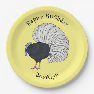 Bulwer's pheasant bird cartoon illustration paper plates