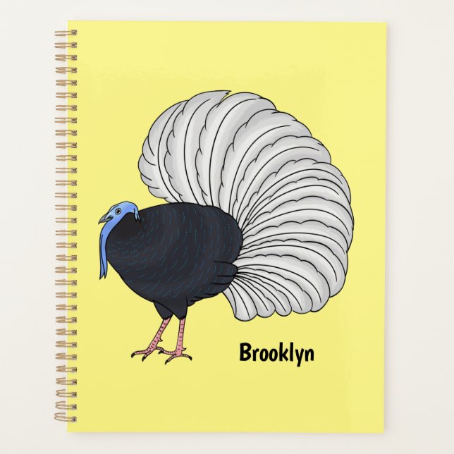 Bulwer's pheasant bird cartoon illustration  planner (Front)