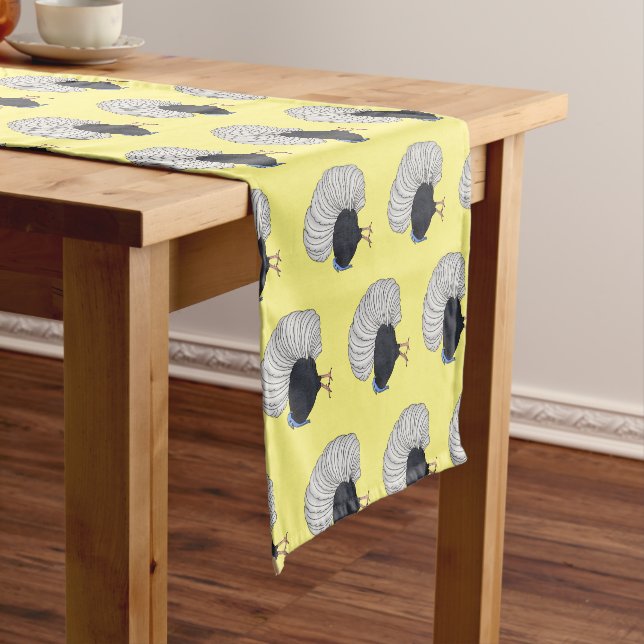 Bulwer's pheasant bird cartoon illustration  short table runner (In Situ)