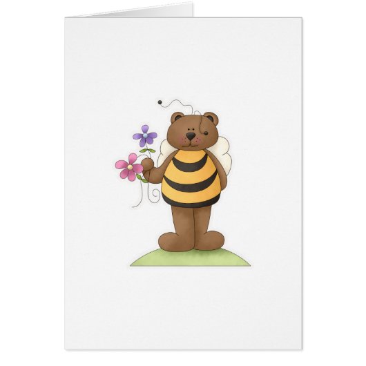Bumble Bear with flowers Cards (Front)