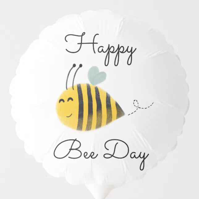 Bumble Bee 1st Birthday Happy Bee Day Balloon | Zazzle
