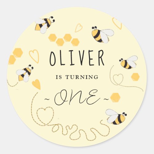 Bumble Bee 1st Birthday Happy Bee Day Classic Round Sticker