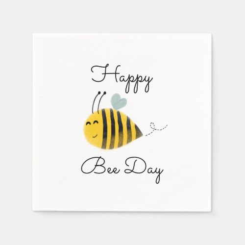 Bumble Bee 1st Birthday Happy Bee Day Napkins