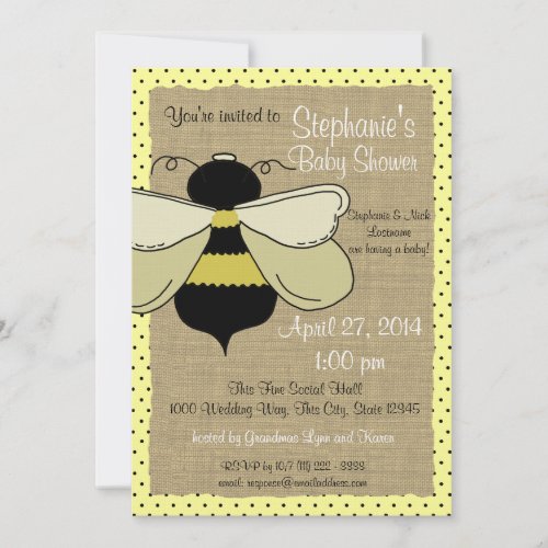 Bumble Bee and Burlap Bridal Shower Card