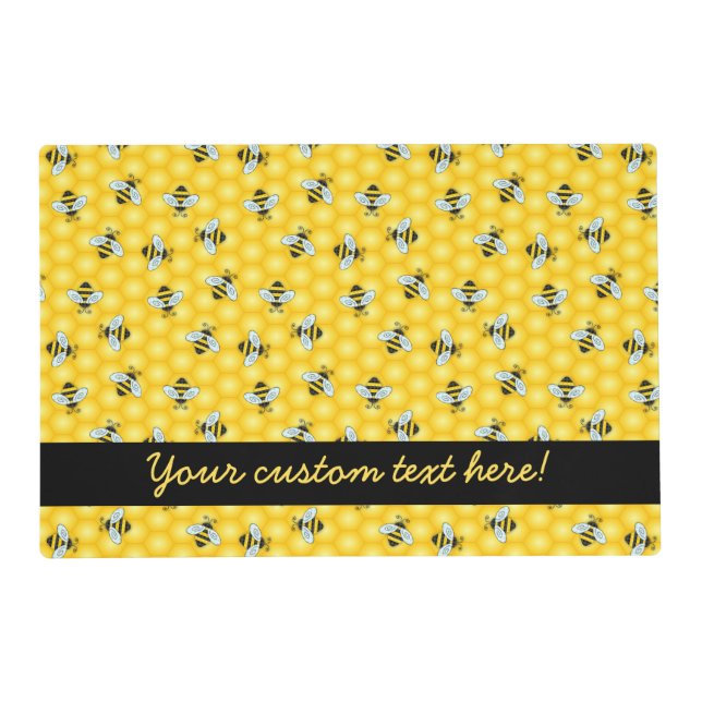 Bumble Bee and Honeycomb Pattern Placemat (Front)