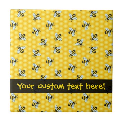 Bumble Bee and Honeycomb Pattern Tile