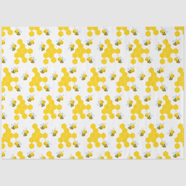 Bumble Bee and Honeycomb Pattern Tissue Paper (Front)