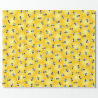 Cute Yellow Bumble Bees and Honeycomb Baby Shower Wrapping Paper