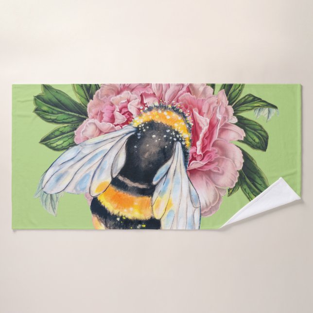 Bumble Bee And Peony Bath Towel Set (Bath Towel)