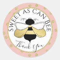 Bumble Bee and Polka Dots Thank You Classic Round Sticker