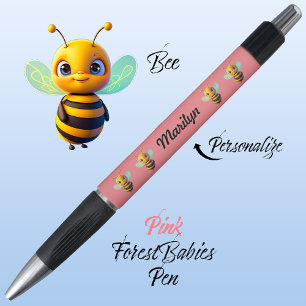 Bumble Bee, Animal Gift, Honeybee Colorful Pink Pen