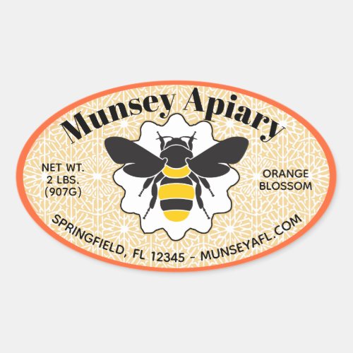 Bumble Bee Apiary Name Honey Jar Stickers