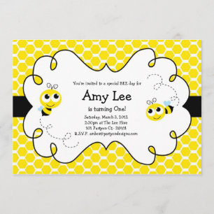 Bumble Bee Babee Birthday yellow Invitation
