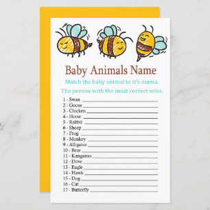 Bumble Bee Baby Animals Name Game