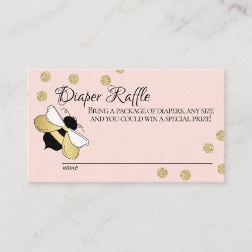 Bumble Bee Baby Diaper Raffle Pink Enclosure Card