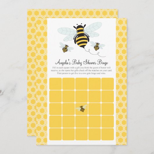 Bumble Bee Baby Shower Bingo Card (Front/Back)