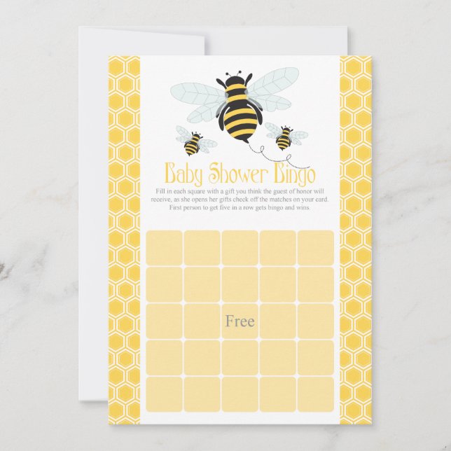 Bumble Bee Baby Shower Bingo Cards (Front)