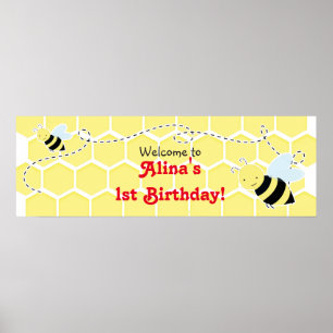 Bumble Bee Baby Shower Birthday Party Banner Poster