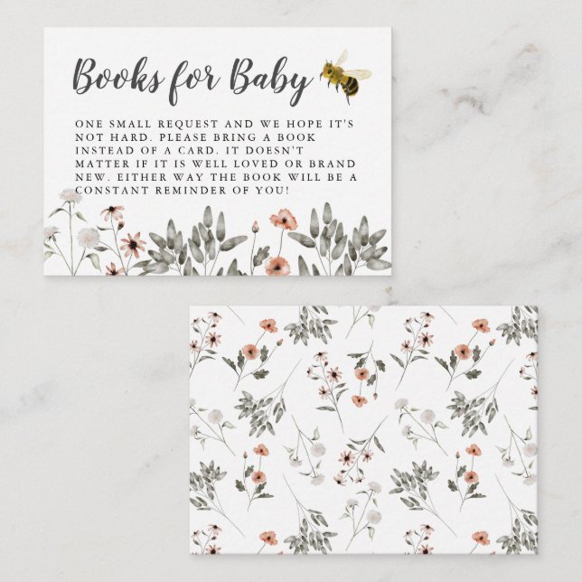 Bumble Bee Baby Shower Book Request Enclosure Card (Front/Back)