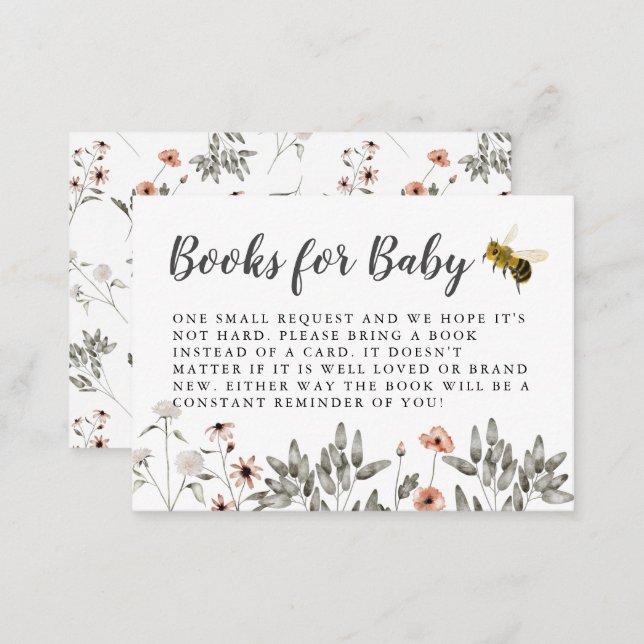 Bumble Bee Baby Shower Book Request Enclosure Card (Front/Back)