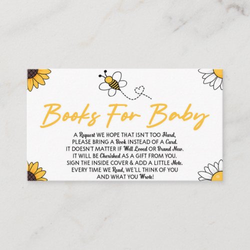 Bumble Bee Baby Shower Books For Baby Card