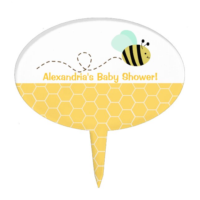 Bumble Bee Baby Shower Cake Topper Pick (Front)