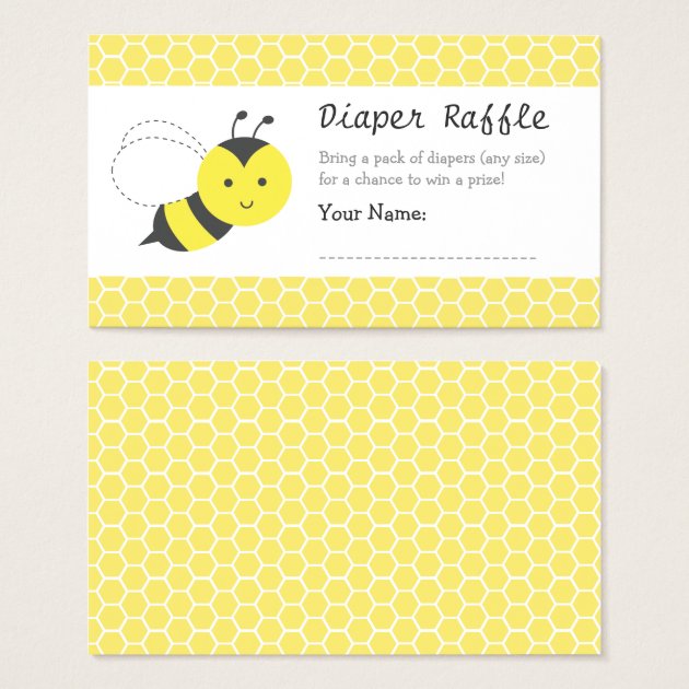 Bumble Bee Baby Shower, Diaper Raffle Tickets