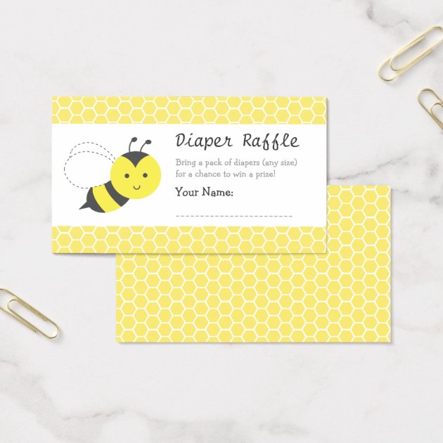 Bumble Bee Baby Shower, Diaper Raffle Tickets