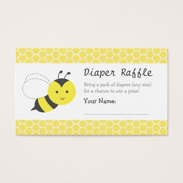 Bumble Bee Baby Shower, Diaper Raffle Tickets