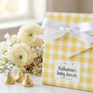 Bumble Bee Baby Shower Favor Boxes Yellow Gingham