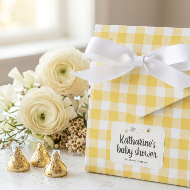 Bumble Bee Baby Shower Favor Boxes Yellow Gingham (Creator Uploaded)