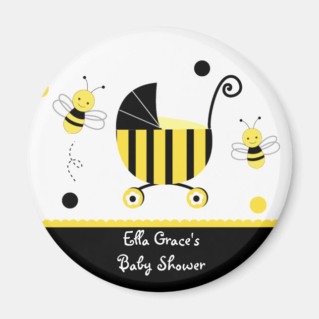 Bumble Bee Baby Shower Favor Magnets (Front)