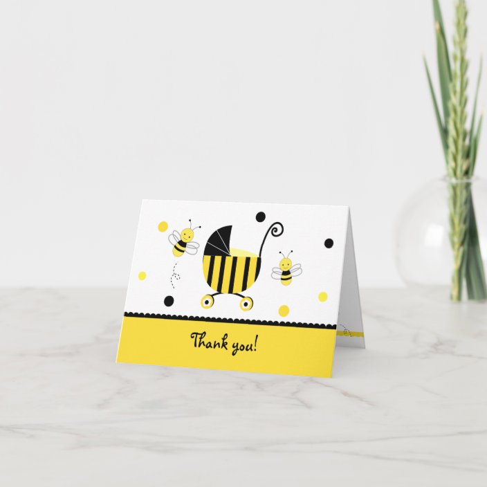 Bumble Bee Baby Shower Folded Thank You Note Cards 