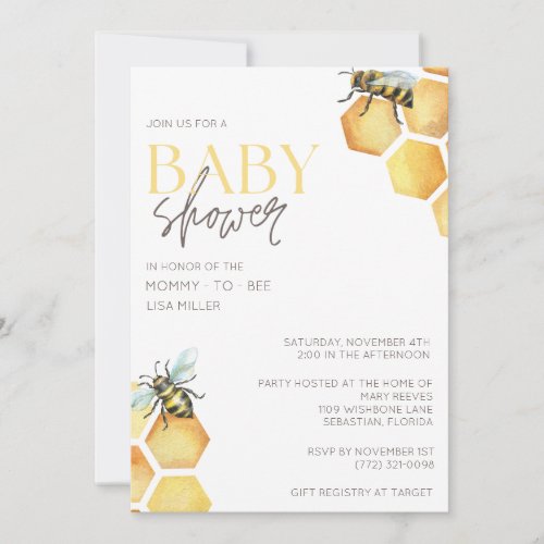 Bumble Bee Baby Shower Invitation