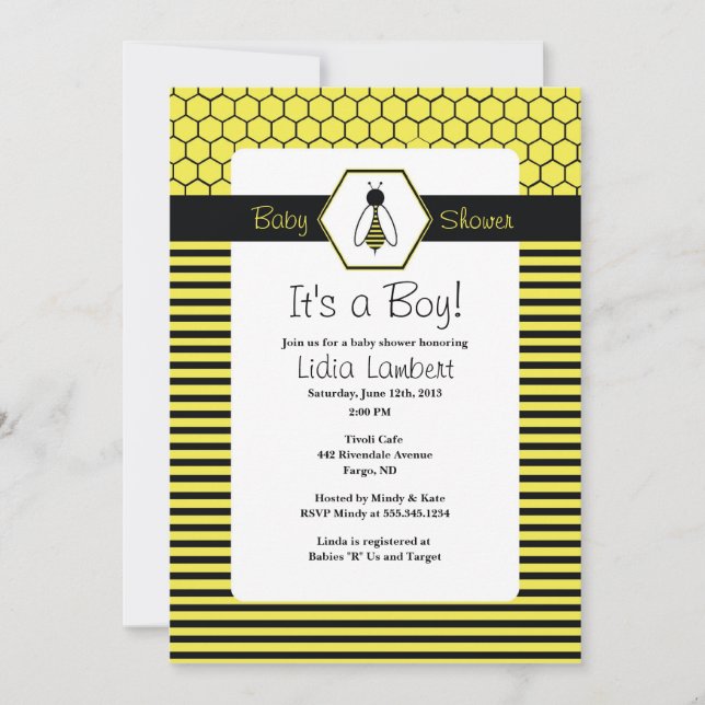 Bumble Bee Baby Shower Invitation (Front)